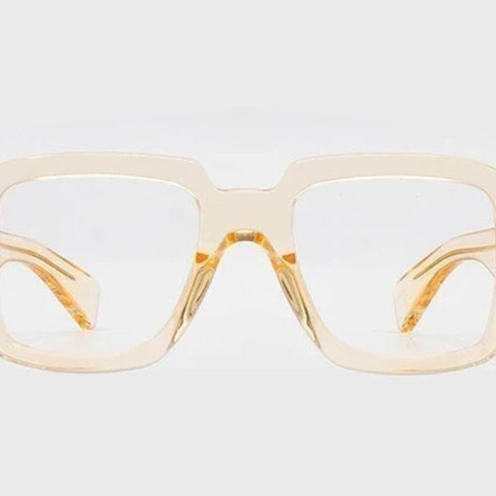 Bohten Unisex Manyara Marmalade Eyeglass Boxy Rounded Edge 5 Barrel Hinges Gold